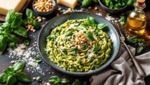 Risotto al pesto cremoso: il trucco per un basilico profumatissimo