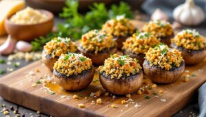 Funghi ripieni in friggitrice ad aria: dorati e saporiti in 15 minuti