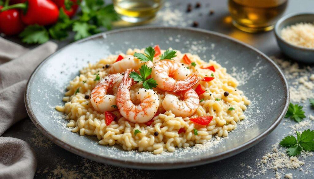 Risotto peperoni e gamberi: cremoso e colorato, pronto come al ristorante
